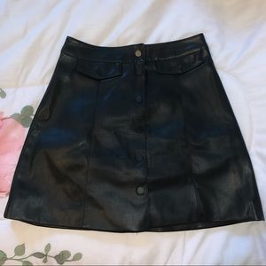 Faux leather button-up skirt